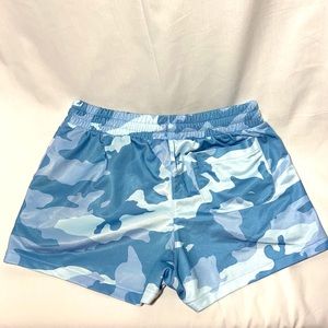 adidas’s Blue Camo Shorts. Size Small. Has Pockets. No Snags.